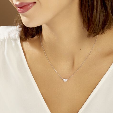 Collier Alois Argent Blanc Oxyde De Zirconium - Colliers Coeur Femme | Histoire d’Or