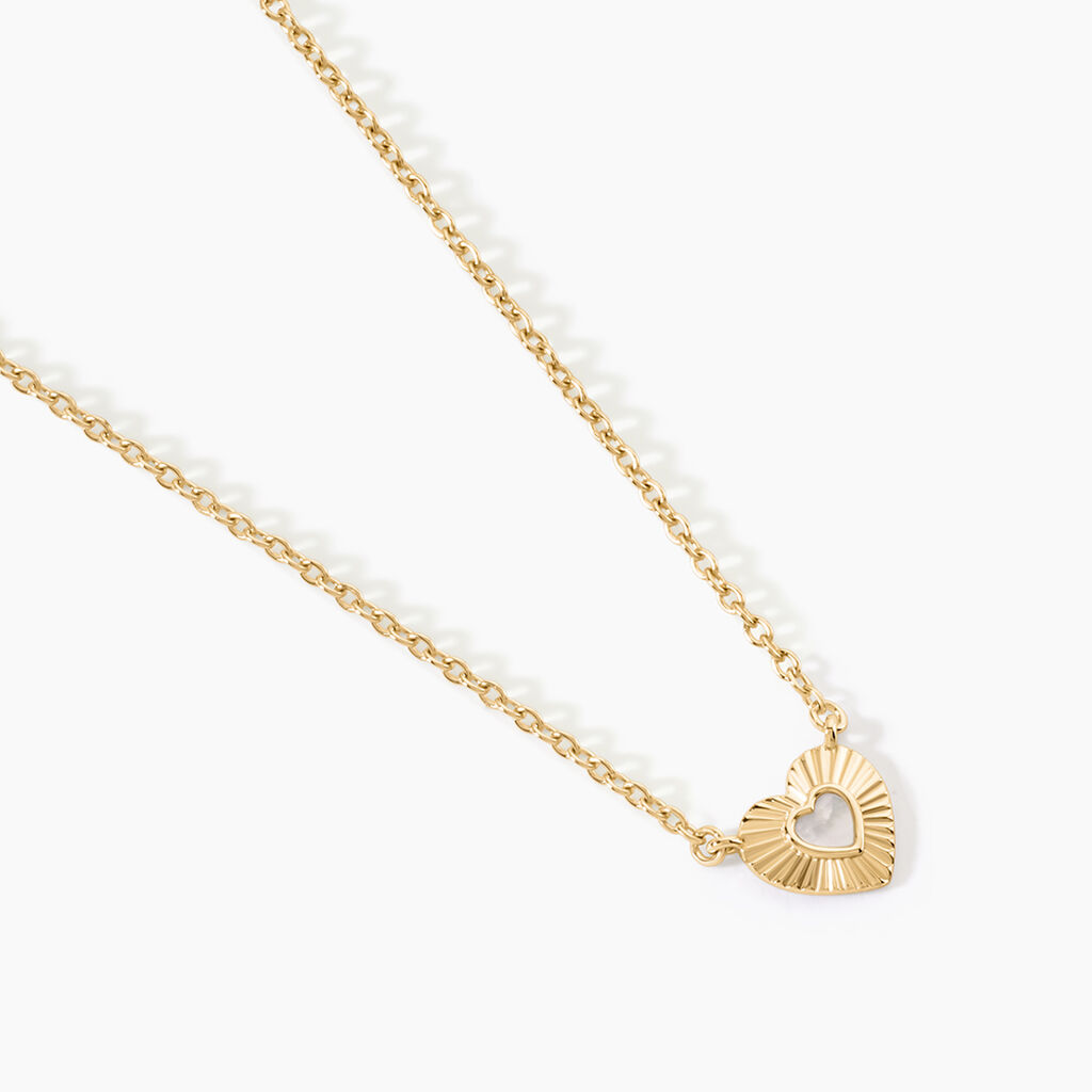 Collier Obeline Argent Dor&eacute; A L'Or 750/1000 Nacre - Colliers Coeur Femme | Histoire d&rsquo;Or