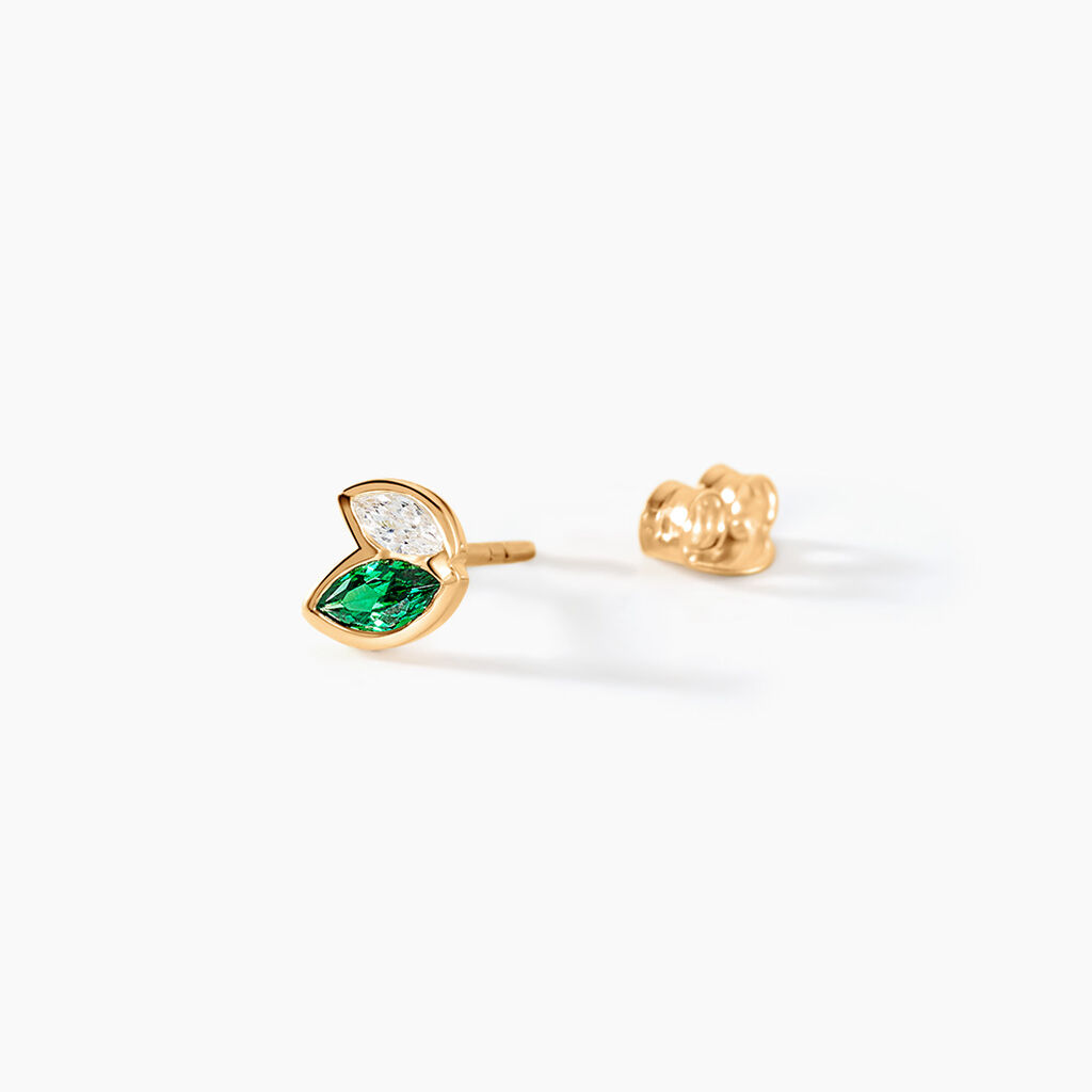Boucles D'Oreilles Puces Amazone Plaqu&eacute; Or Jaune Oxyde De Zirconium - Boucles d'oreilles fantaisie Femme | Histoire d&rsquo;Or