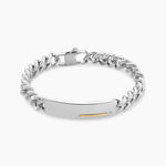 Bracelet Identit&eacute; Adoline Acier Blanc Diamant - Gourmettes Homme | Histoire d&rsquo;Or