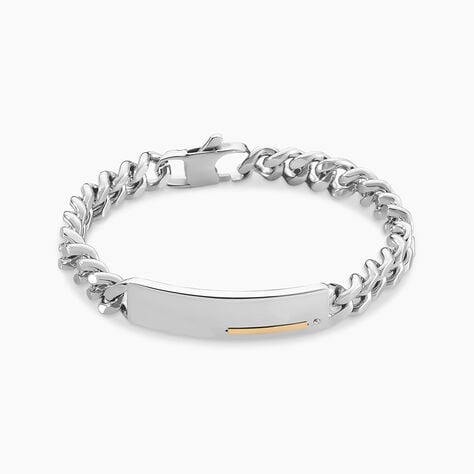 Bracelet Identit&eacute; Adoline Acier Blanc Diamant - Gourmettes Homme | Histoire d&rsquo;Or