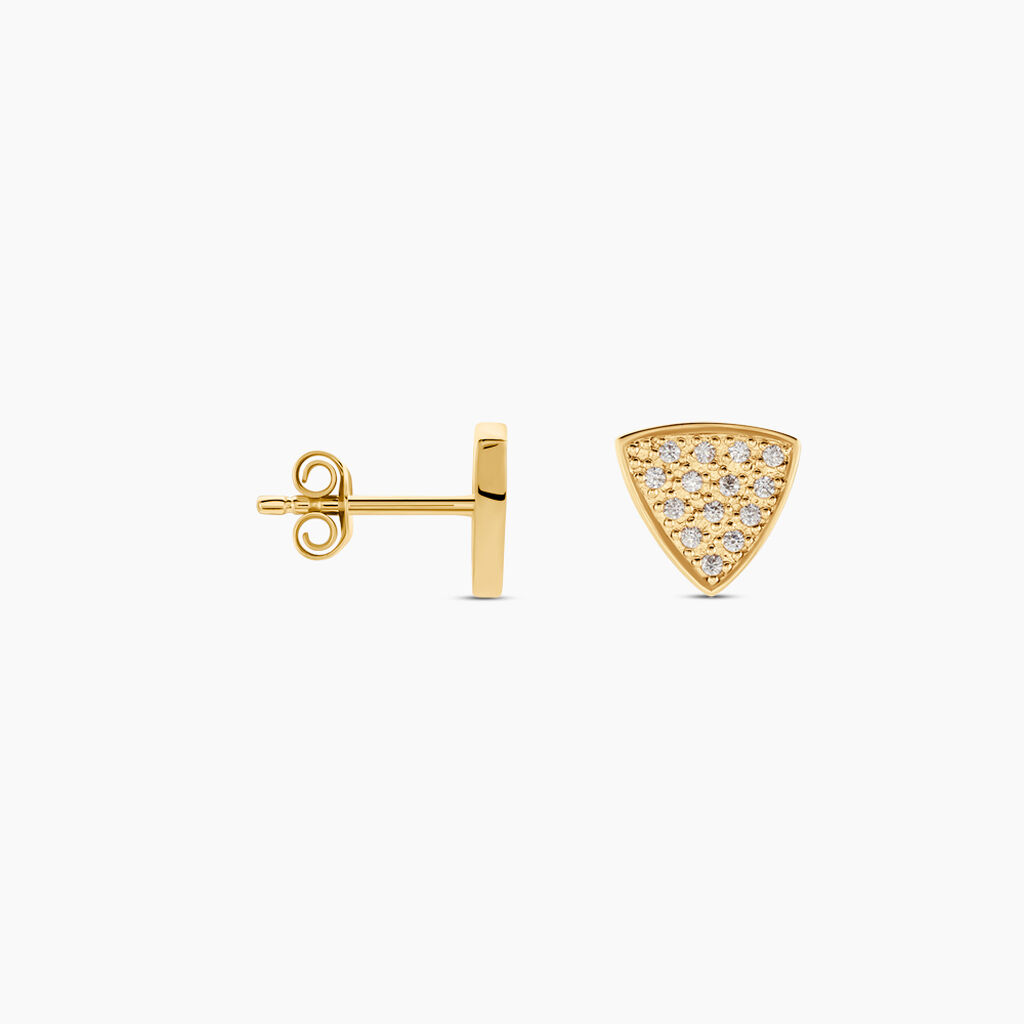 Boucles D'oreilles Puces Cai Plaque Or Jaune Oxyde De Zirconium - Boucles d'oreilles fantaisie Femme | Histoire d’Or