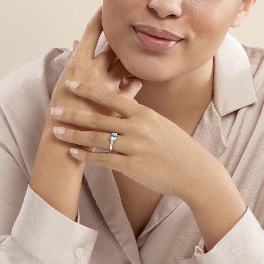 Bague Maysara Or Blanc Topaze Et Oxyde De Zirconium - Bagues solitaires Femme | Histoire d’Or