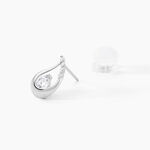 Boucles D'oreilles Puces Helie Goutte Or Blanc Oxyde De Zirconium - Clous d'oreilles Femme | Histoire d&rsquo;Or