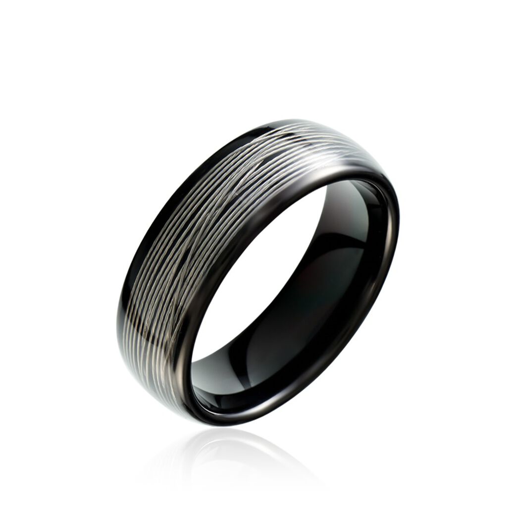 Bague Jourdan Homme Liorin Acier Bicolore Noir Et Blanc Tungstene - Bagues avec pierre Homme | Histoire d&rsquo;Or
