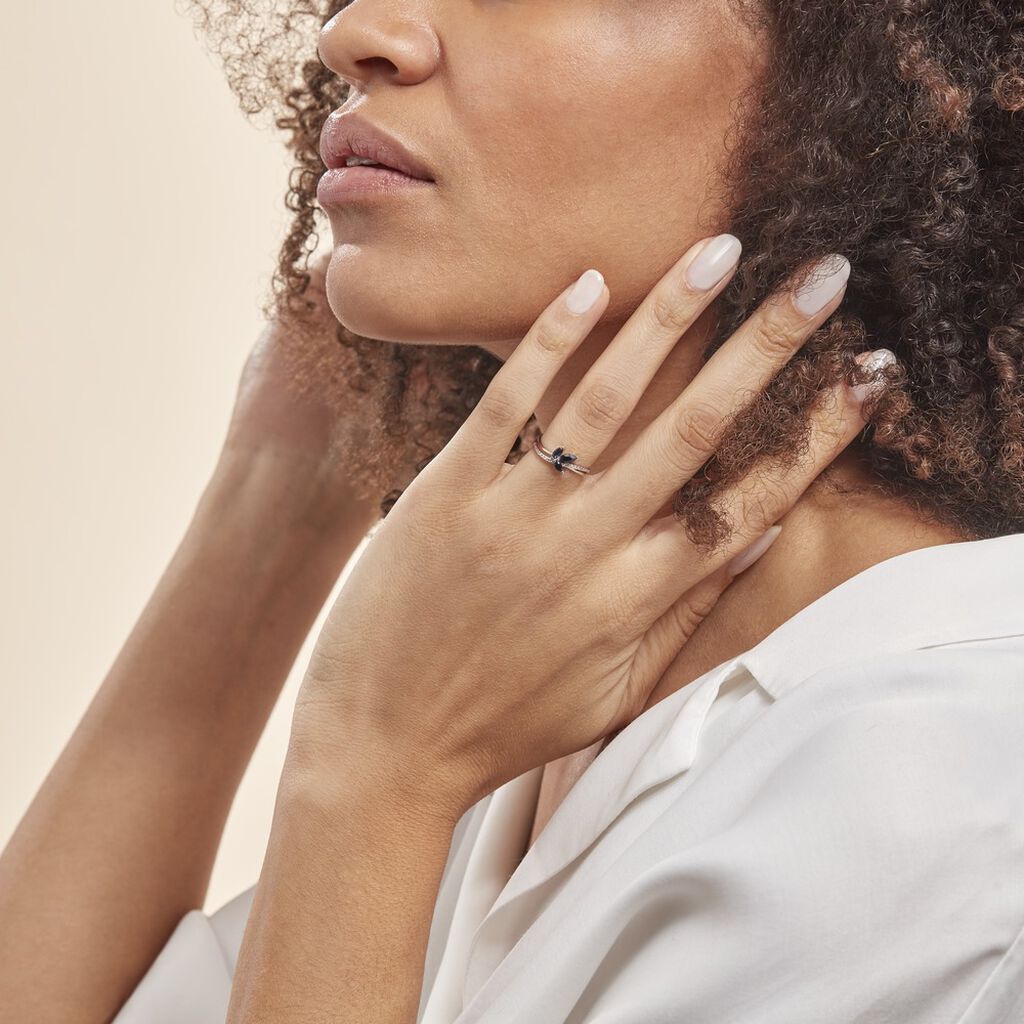 Bague Angie Or Blanc Saphir Diamant - Bagues avec pierre Femme | Histoire d’Or