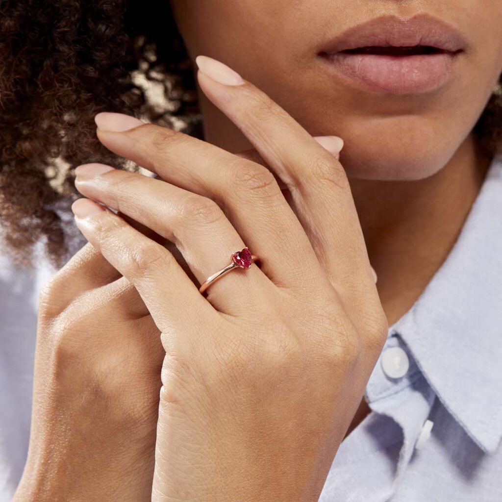 Bague Solitaire Kelvyn Argent Rose Oxyde De Zirconium - Bagues solitaires Femme | Histoire d’Or