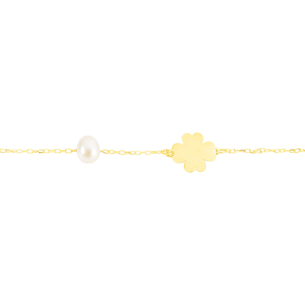 Bracelet Trefle Or Jaune Perle De Culture - Bracelets Enfant | Histoire d’Or