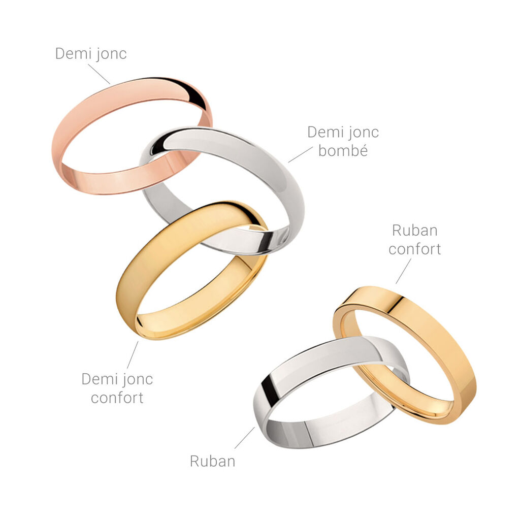Alliance Hercule Striee Demi Jonc Classique Or Blanc - Alliances Famille | Histoire d’Or