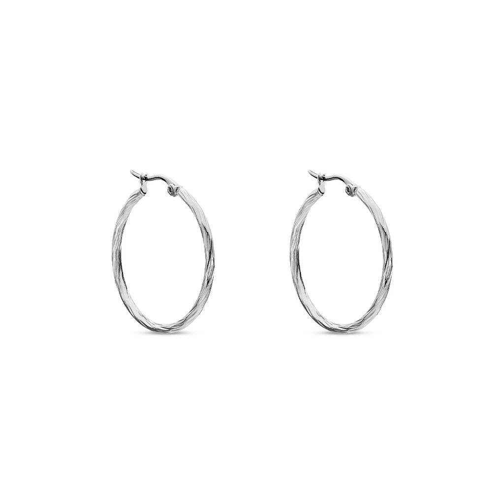 Cr&eacute;oles Esaias Acier Blanc - Boucles d'oreilles cr&eacute;oles Femme | Histoire d&rsquo;Or