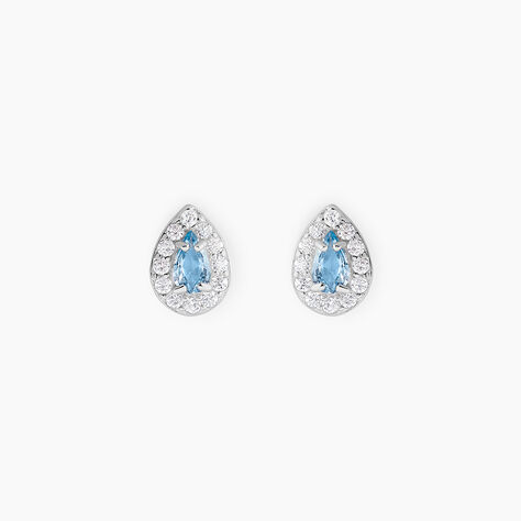 Boucles D'oreilles Puces Argent Blanc Tania Oxydes De Zirconium - Boucles d'oreilles fantaisie Femme | Histoire d&rsquo;Or