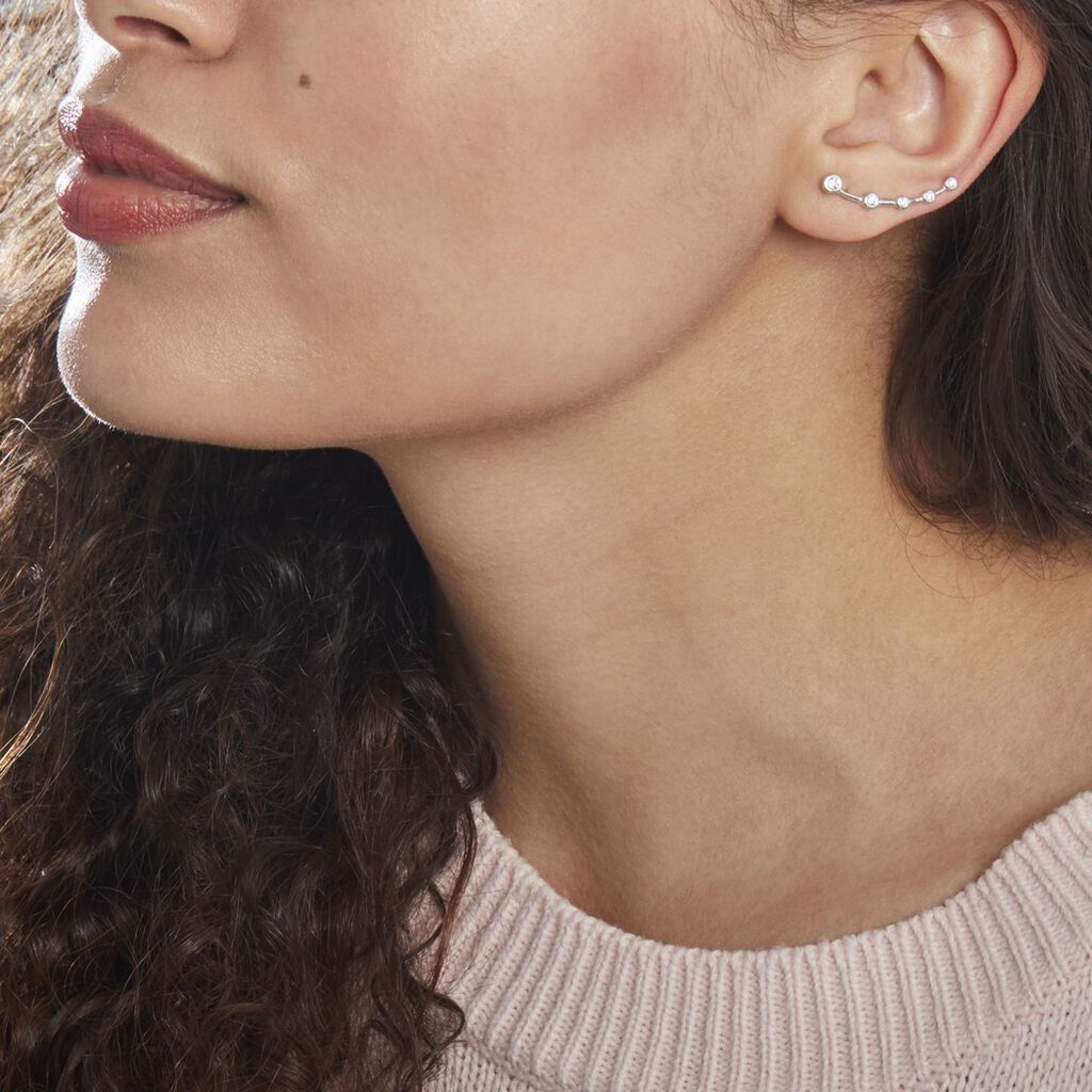 Boucles D'oreilles Grimpantes Cristof Argent Oxyde - Boucles d'oreilles fantaisie Femme | Histoire d&rsquo;Or