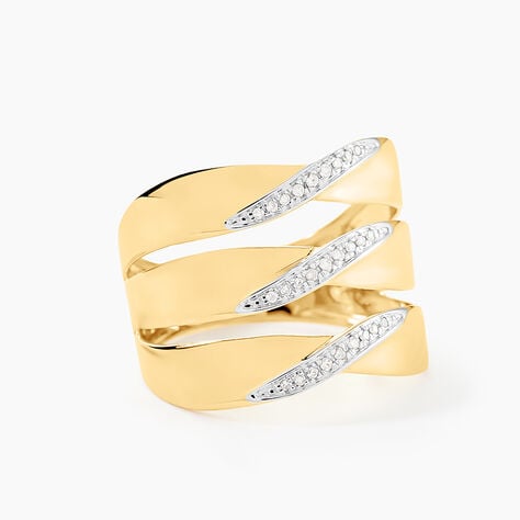 Bague Catharine 3 Rangs Or Jaune Diamant - Bagues avec pierre Femme | Histoire d&rsquo;Or