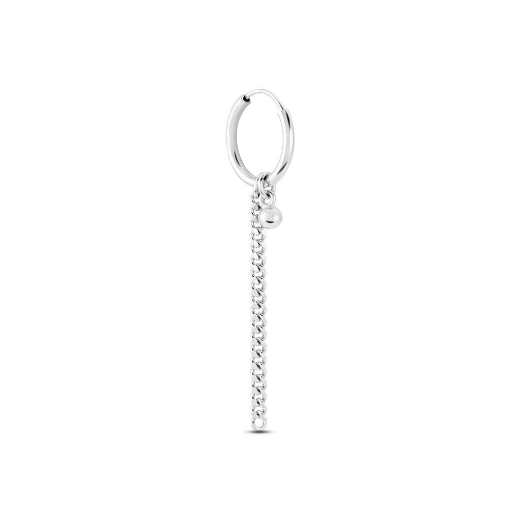 Créole Unitaire Lehi Argent Blanc - Boucles d'oreilles créoles Homme | Histoire d’Or