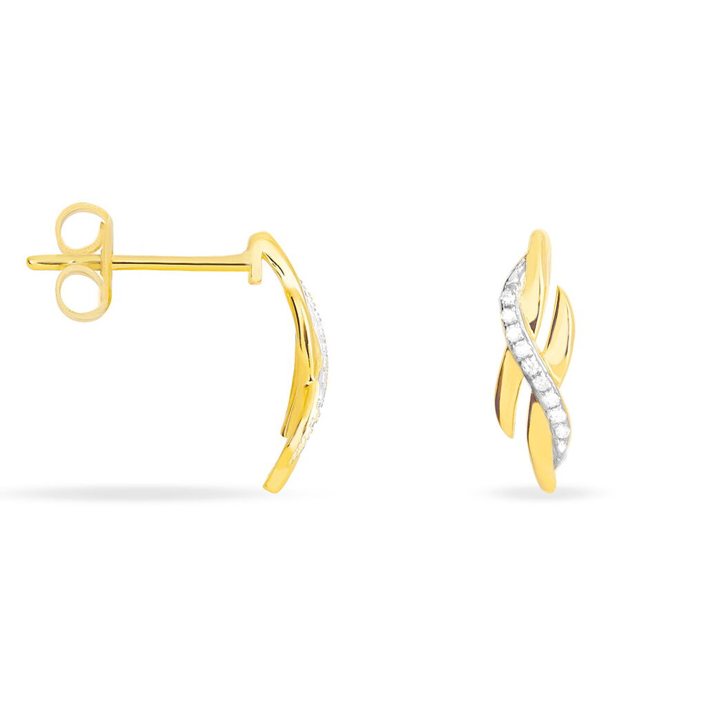 Boucles D'oreilles Puces Ester Or Jaune Diamant - Clous d'oreilles Femme | Histoire d’Or