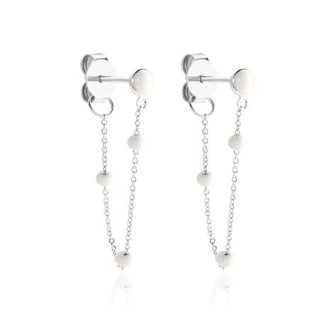Boucles D'oreilles Pendantes Polka Argent Blanc - Boucles d'oreilles fantaisie Femme | Histoire d&rsquo;Or