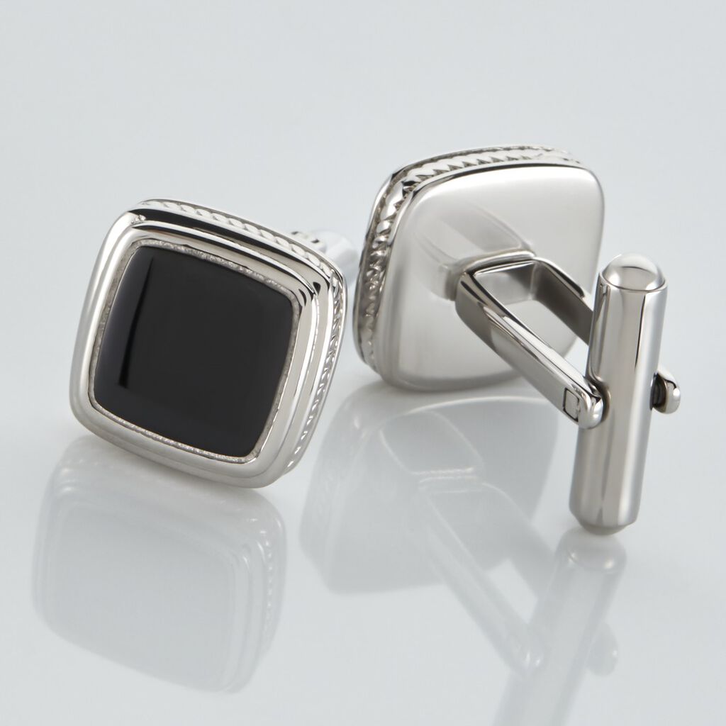 Boutons De Manchette Acier Bicolore Leucetios - Boutons de manchette Homme | Histoire d&rsquo;Or