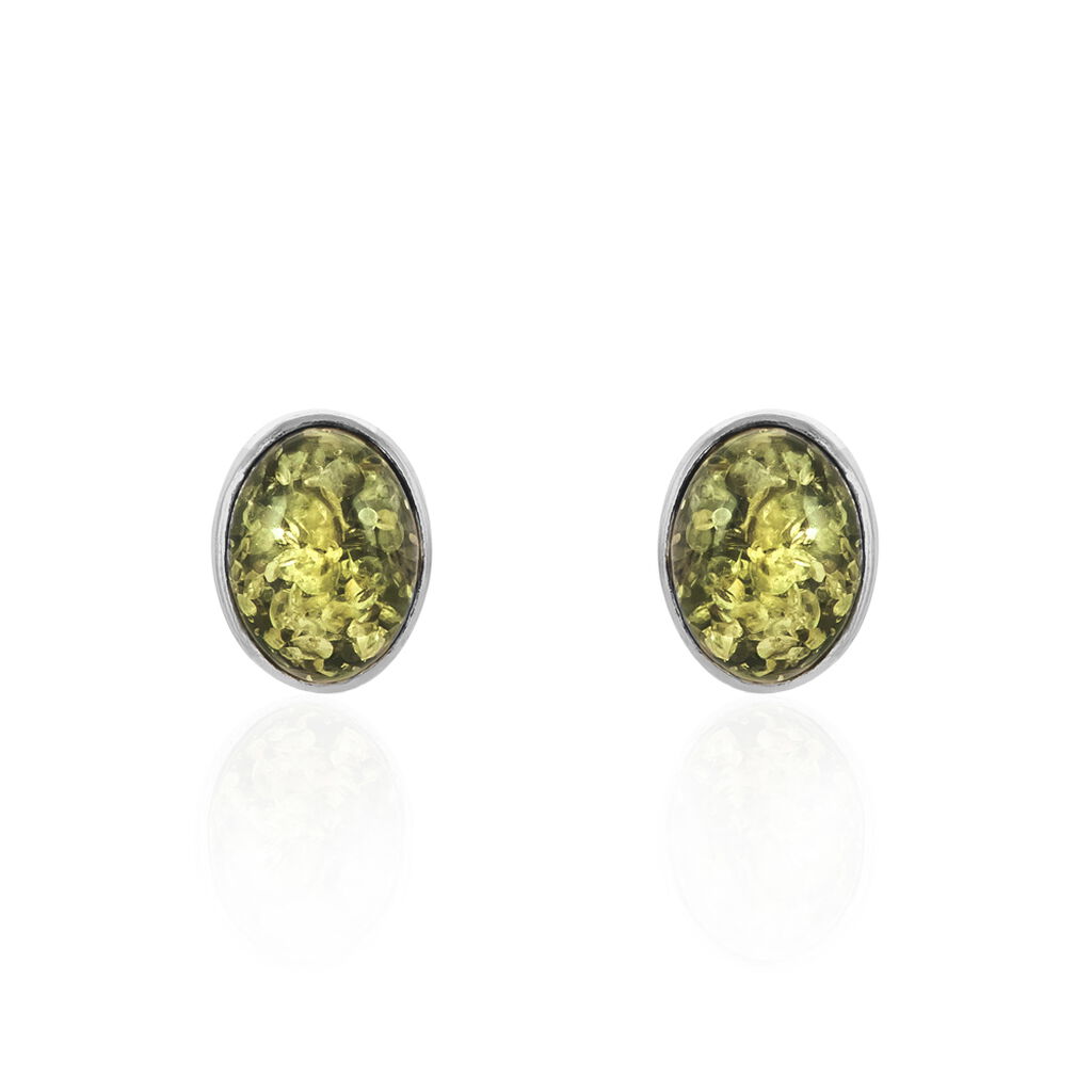 Boucles D'oreilles Puces Argent Blanc Anise Ambre - Boucles d'oreilles fantaisie Femme | Histoire d’Or