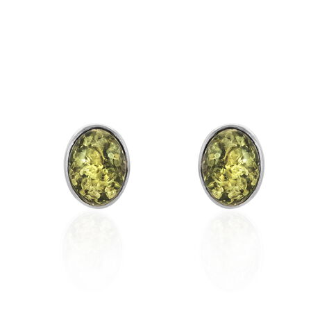 Boucles D'oreilles Puces Argent Blanc Anise Ambre - Boucles d'oreilles fantaisie Femme | Histoire d’Or