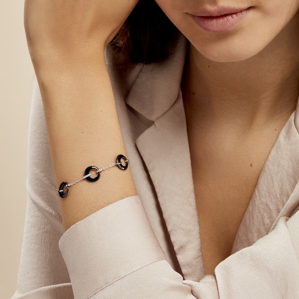 Bracelet Suzanne Argent Blanc Céramique Et Oxyde De Zirconium - Bracelets Femme | Histoire d’Or