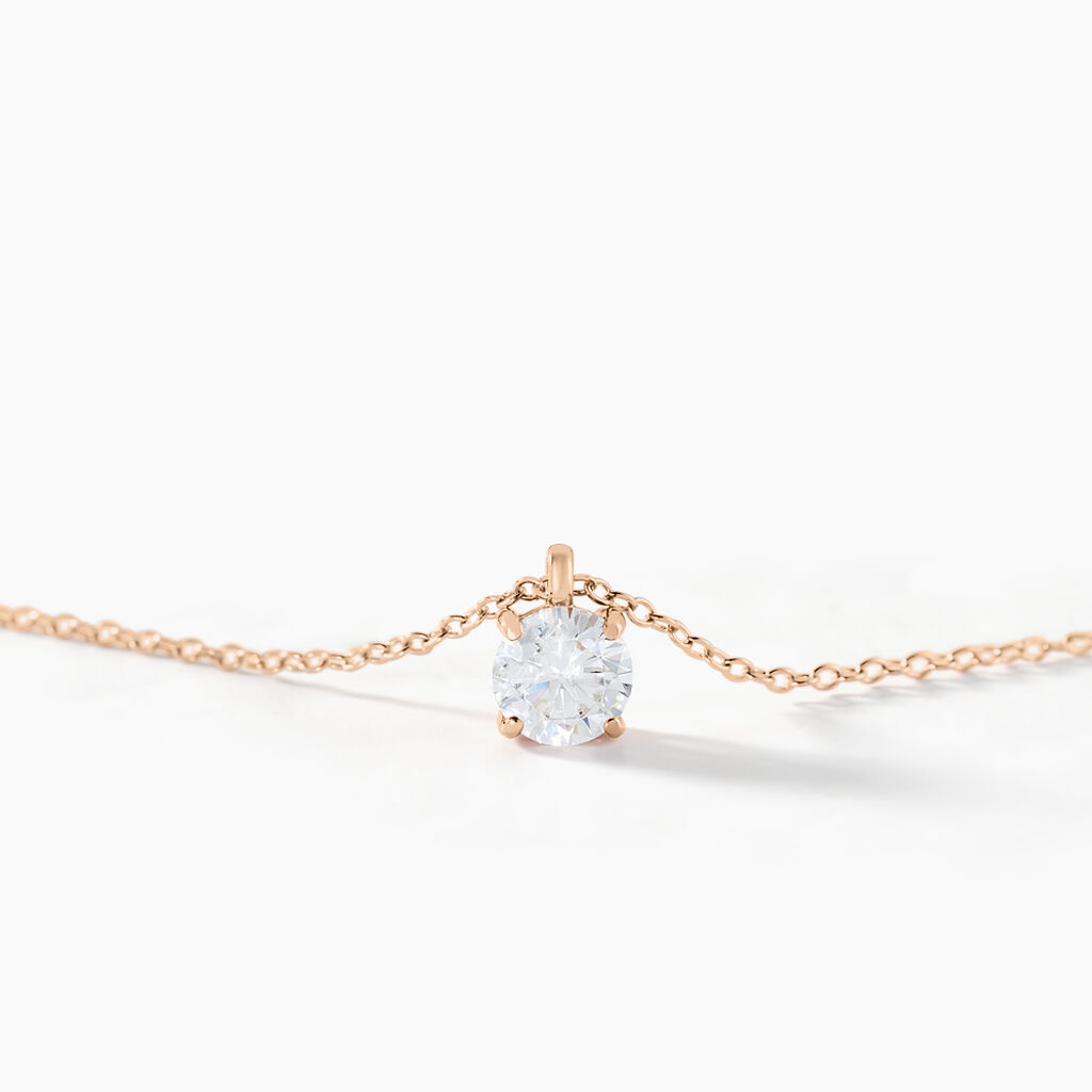 Collier Solitaire Argent Rose Lylwenn Oxyde De Zirconium - Colliers fantaisie Femme | Histoire d’Or