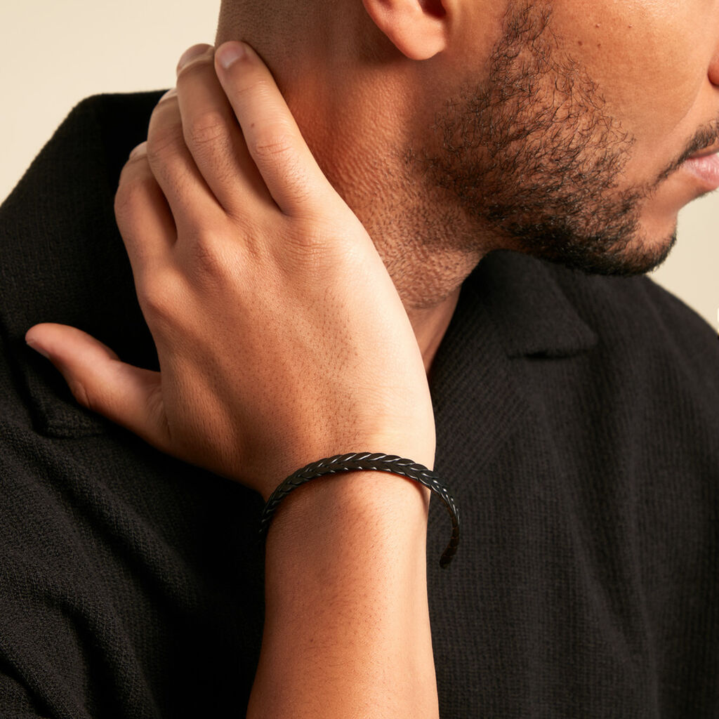 Bracelet Jonc Jourdan Guilherme Acier Noir - Bracelets joncs Homme | Histoire d’Or