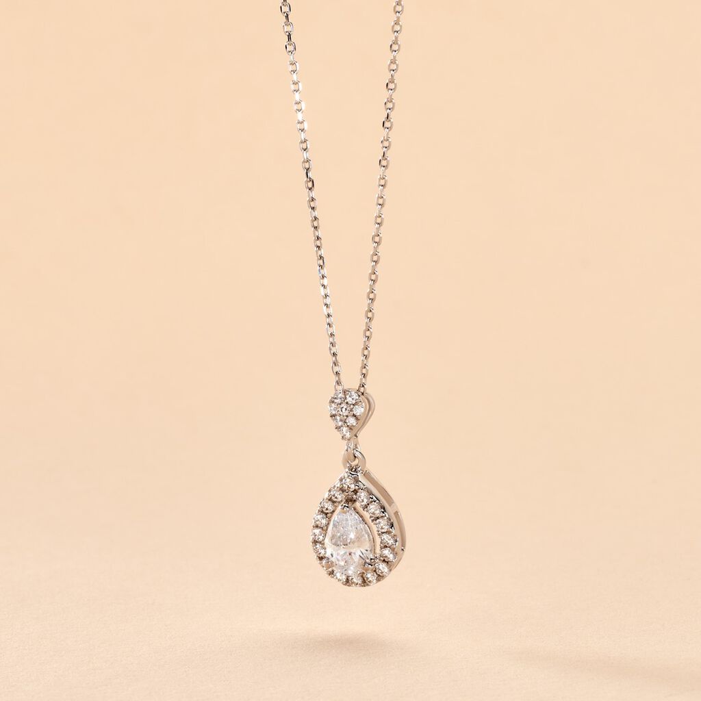 Collier Or Blanc Uxellus Oxyde De Zirconium - Colliers Femme | Histoire d&rsquo;Or