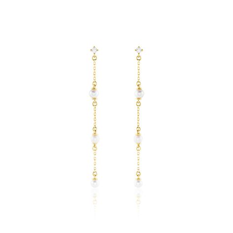 Boucles D'oreilles Pendantes Nanuk Or Jaune Oxyde Et Perle De Culture - Boucles d'oreilles pendantes Femme | Histoire d’Or