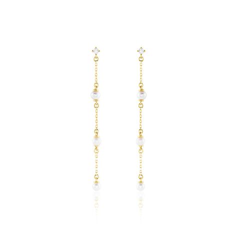 Boucles D'oreilles Pendantes Nanuk Or Jaune Oxyde Et Perle De Culture - Boucles d'oreilles pendantes Femme | Histoire d’Or