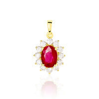 Pendentif Or Jaune Rubis Diamants