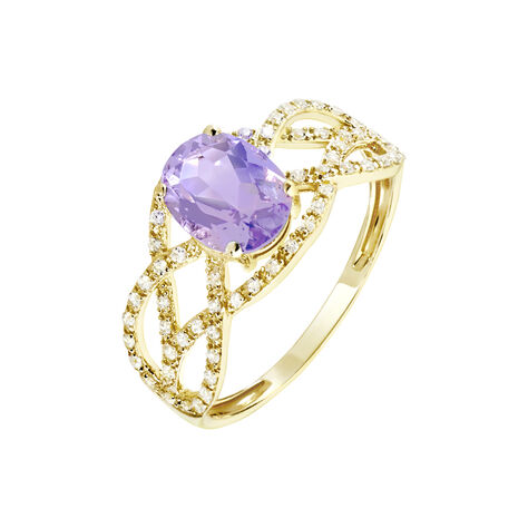 Bague Tina Or Jaune Amethyste Et Oxyde De Zirconium - Bagues solitaires Femme | Histoire d’Or