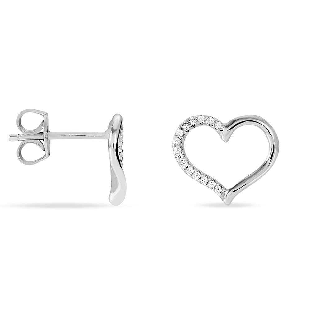Boucles D'oreilles Puces Salona Argent Blanc Oxyde De Zirconium - Boucles d'oreilles fantaisie Femme | Histoire d’Or