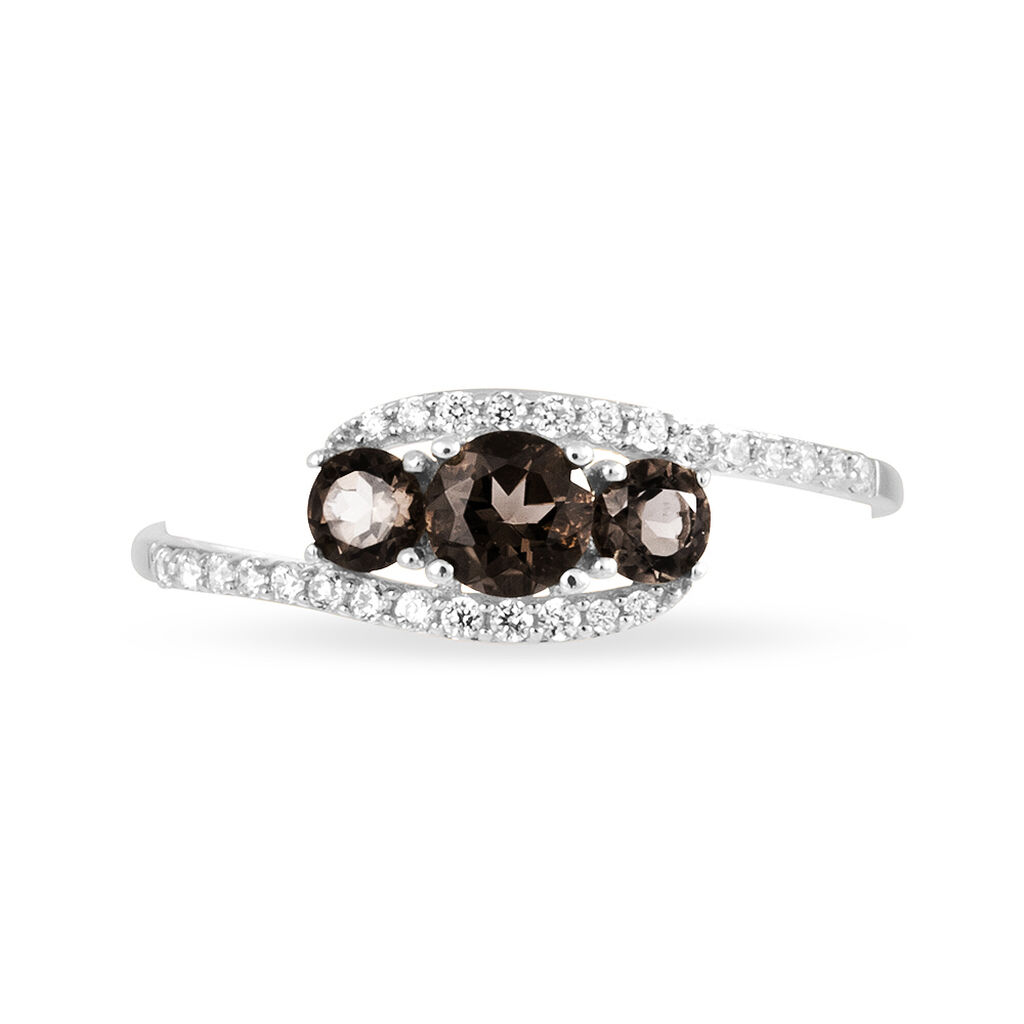 Bague Chloe Or Blanc Quartz Et Oxyde De Zirconium - Bagues solitaires Femme | Histoire d&rsquo;Or