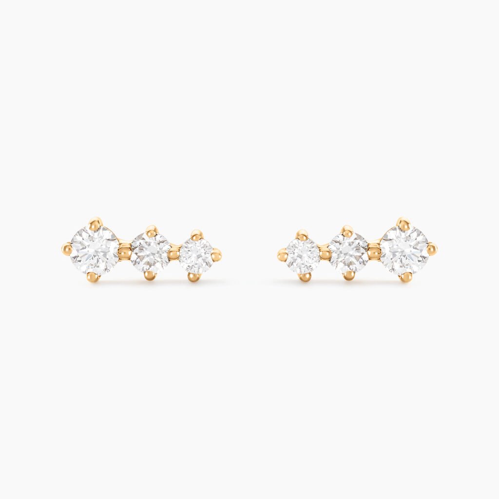 Boucles D'oreilles Puces Tryphena Or Jaune Diamant Synthétique - Clous d'oreilles Femme | Histoire d’Or