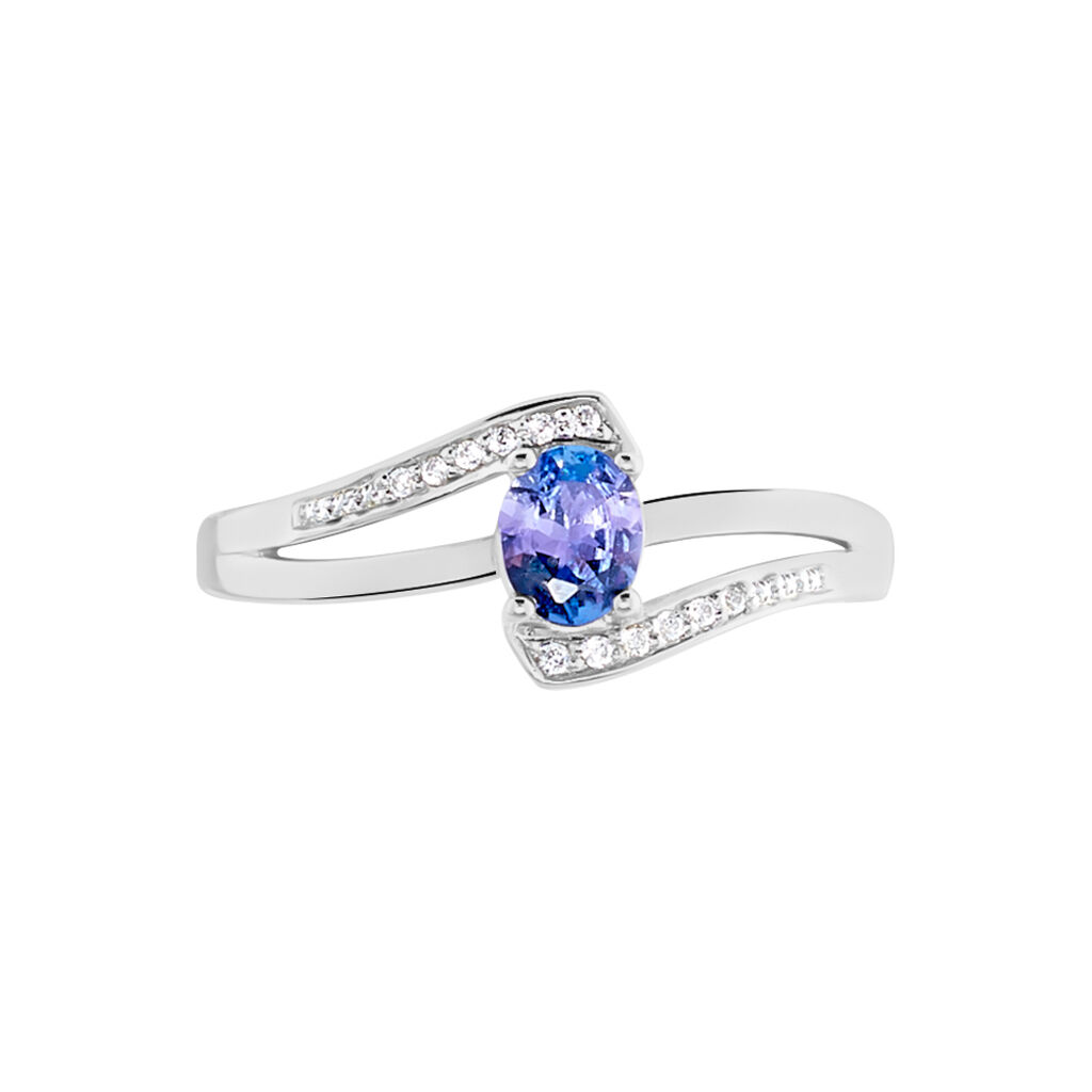Bague Via Or Blanc Tanzanite Et Oxyde De Zirconium - Bagues solitaires Femme | Histoire d’Or