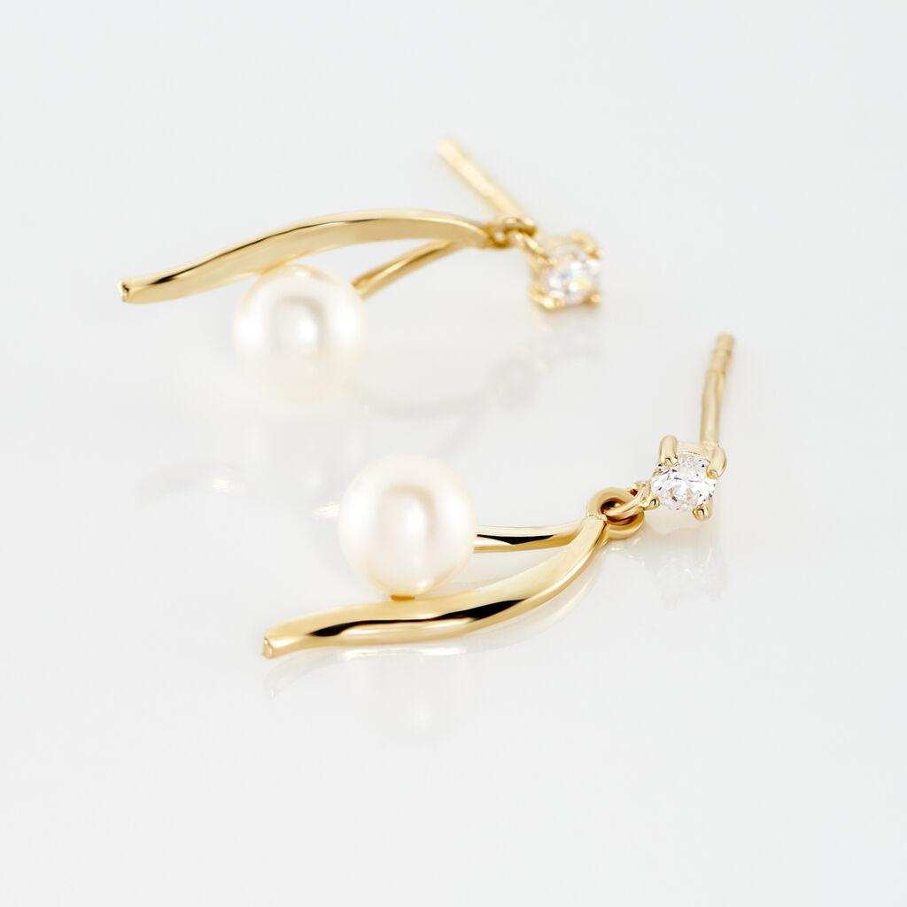 Boucles D'oreilles Pendantes Orientale Or Jaune Perle De Culture - Boucles d'oreilles pendantes Femme | Histoire d’Or