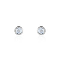 Boucles D'oreilles Puces Edy Serti Clos Or Blanc Topaze