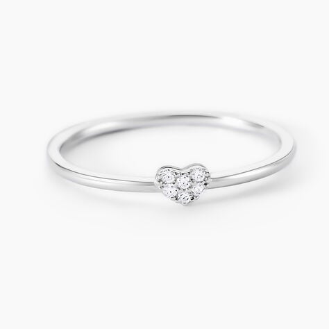 Bague Accumulation Coeur Argent Blanc Oxyde De Zirconium - Bagues avec pierre Femme | Histoire d’Or