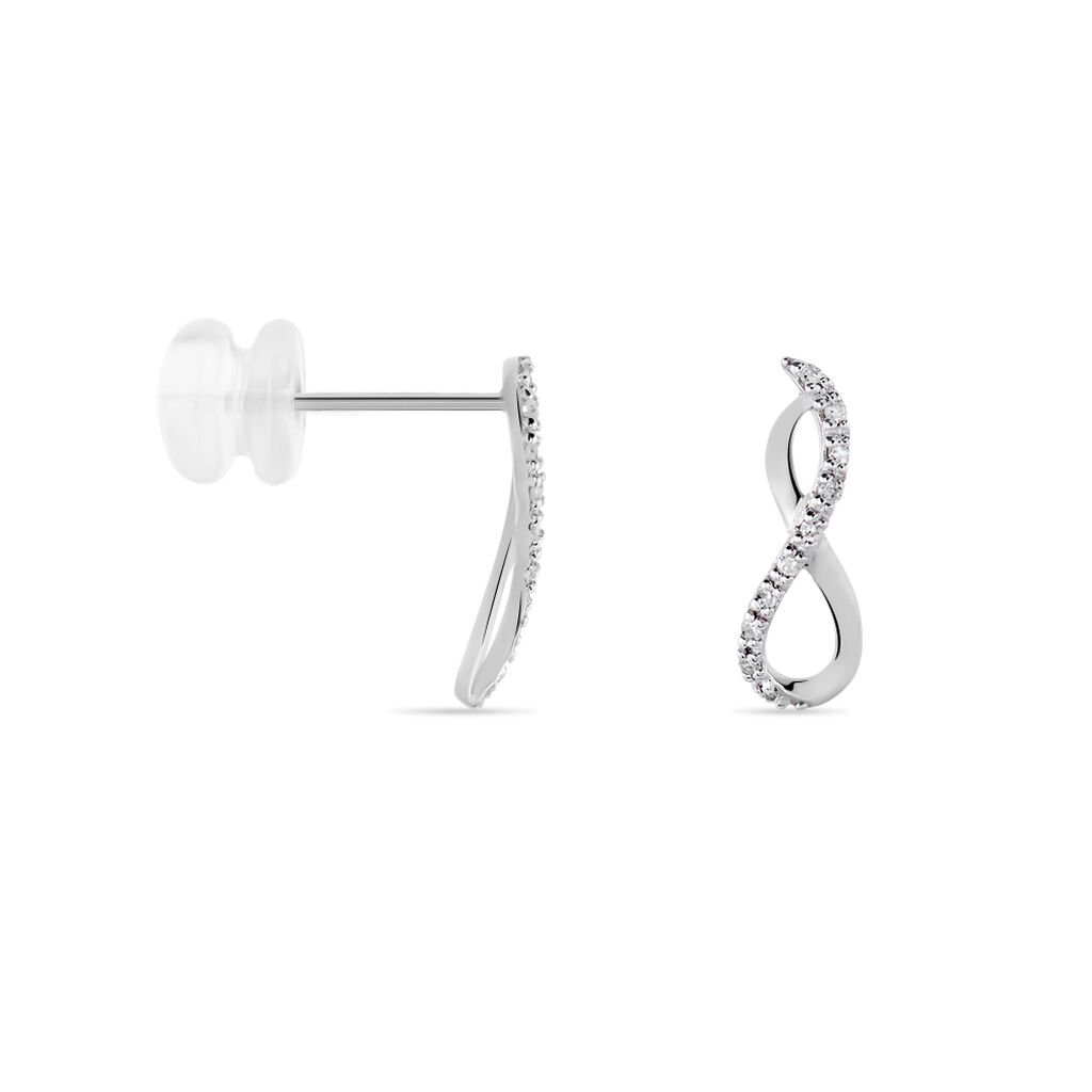 Boucles D'oreilles Puces Samy Or Blanc Diamant - Clous d'oreilles Femme | Histoire d&rsquo;Or