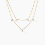 Collier Or Jaune Eclat D'etoile Oxyde De Zirconium - Colliers doubles et triples cha&icirc;nes Femme | Histoire d&rsquo;Or