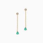 Boucles D'oreilles Pendantes Gracilia Or Jaune Emeraude Diamant - Boucles d'oreilles pendantes Femme | Histoire d&rsquo;Or