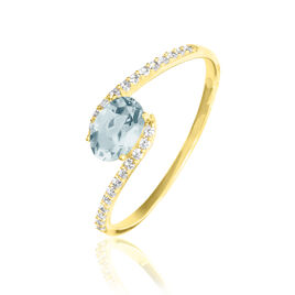 Bague Loriane Or Jaune Aigue Marine Et Oxyde De Zirconium - Bagues solitaires Femme | Histoire d’Or