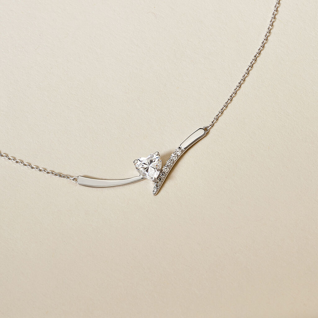 Collier Eva Or Blanc Oxyde De Zirconium - Colliers Femme | Histoire d’Or