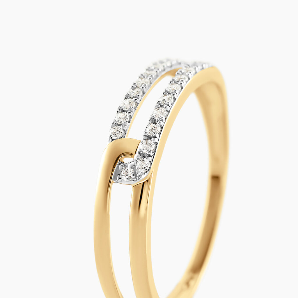 Bague Graphic Lines Or Jaune Oxyde De Zirconium - Bagues avec pierre Femme | Histoire d’Or