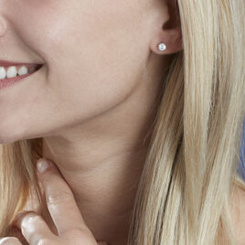 Boucles D'oreilles Puces 4 Griffes Or Blanc Diamant Synthetique - Clous d'oreilles Femme | Histoire d’Or