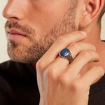 Chevali&egrave;re Keegan Acier Blanc Lapis Lazuli Oxyde De Zirconium - Bagues solitaires Homme | Histoire d&rsquo;Or