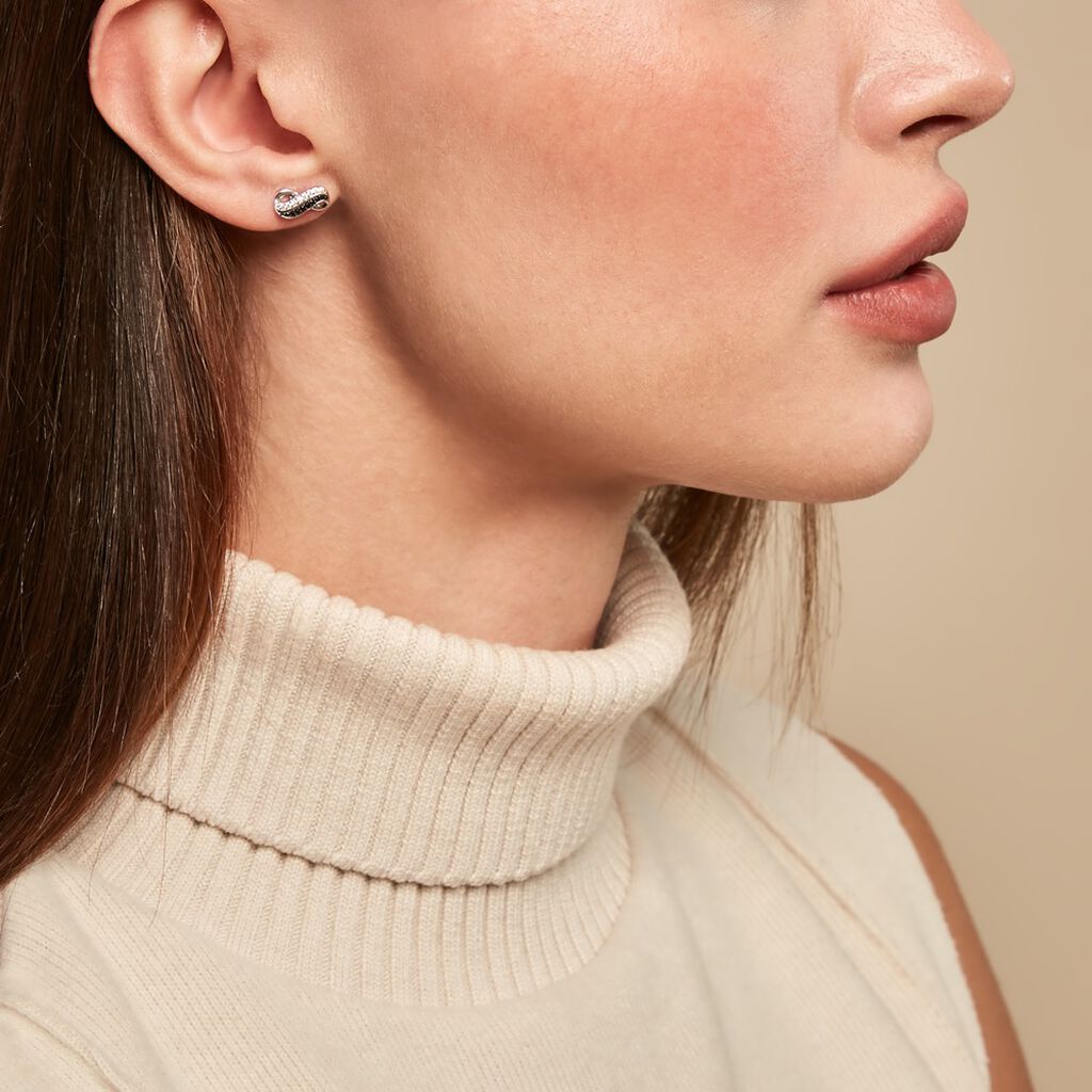 Boucles D'oreilles Puces Liraz Argent Blanc Oxyde De Zirconium - Boucles d'oreilles fantaisie Femme | Histoire d’Or