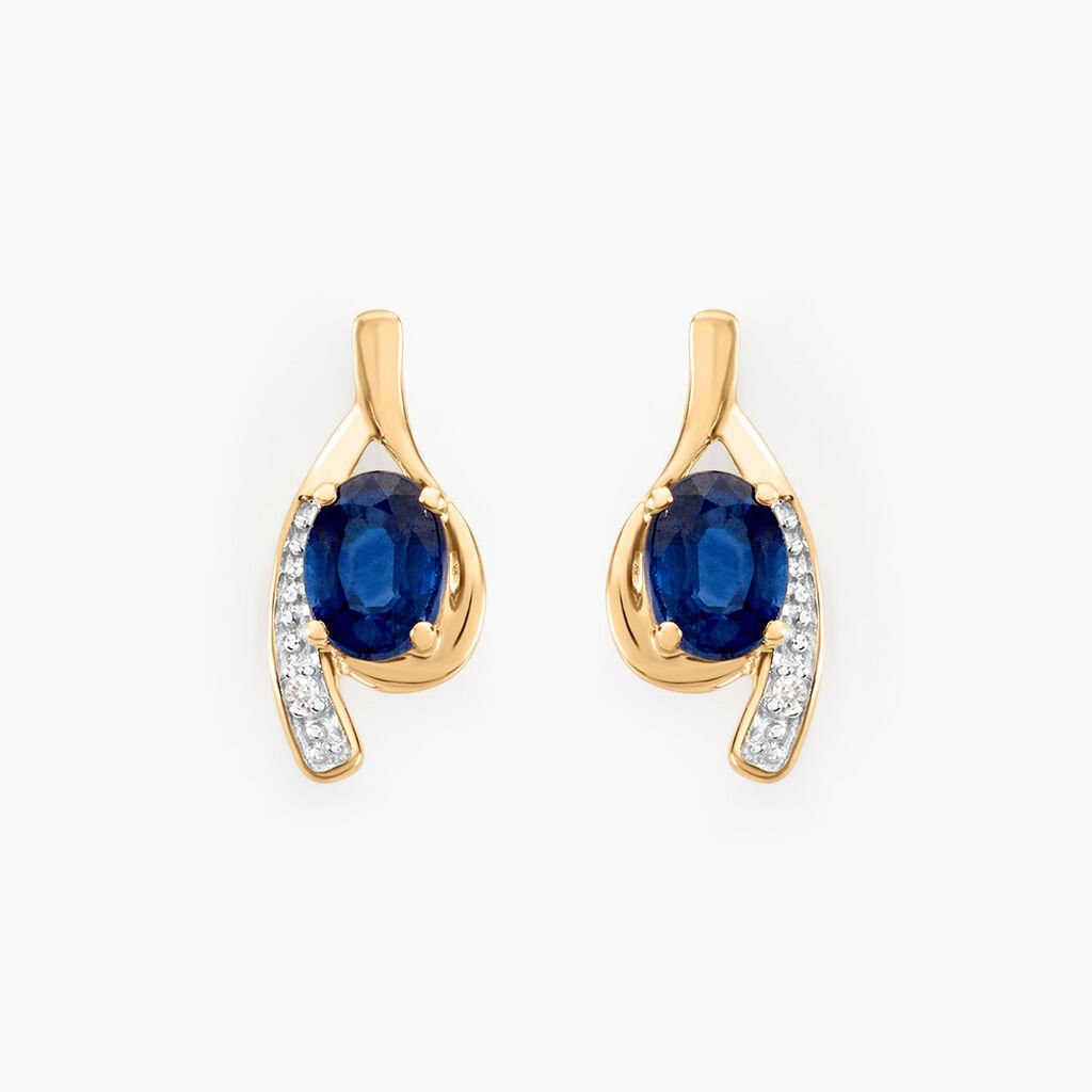 Bijoux D'oreilles Emotion Or Jaune Saphir Diamant - Clous d'oreilles Femme | Histoire d&rsquo;Or