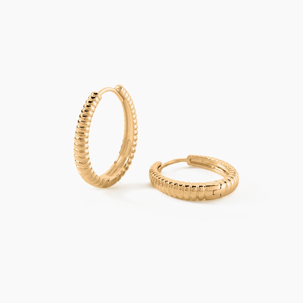 Cr&eacute;oles Ribbed Plaqu&eacute; Or Jaune - Cr&eacute;oles fantaisie Femme | Histoire d&rsquo;Or