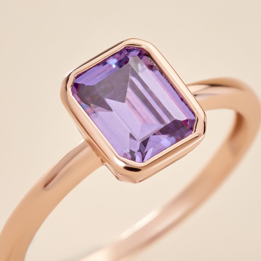Bague Purple Mood Argent Rose Oxyde De Zirconium - Bagues solitaires Femme | Histoire d&rsquo;Or